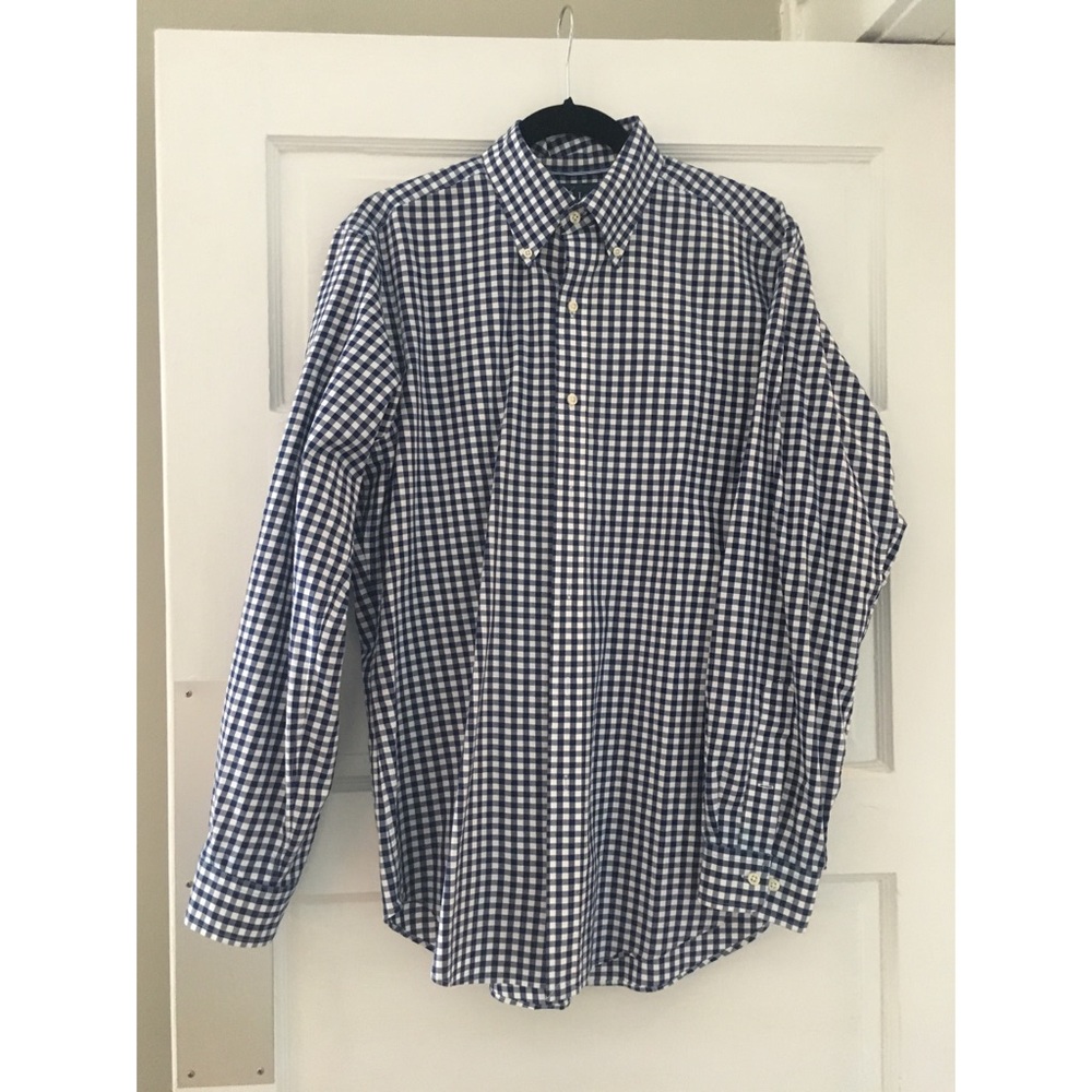 Ralph Lauren blue and white button down shirt